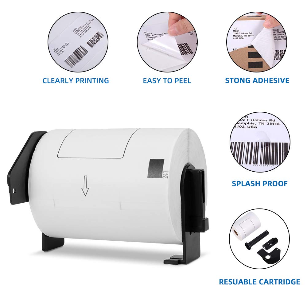 COLORWIING Compatible 4'' x 6'' Shipping Labels Replacement for Brother DK-1241 102mm x 152mm Die-Cut Large White Address Paper Labels, for Brother QL-1110NWB QL-1100 Label Printer (4 Rolls+1 Frame)