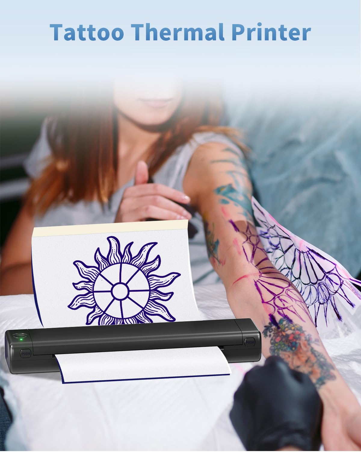 COLORWING Imprimante Portable A4 Imprimante Bluetooth Thermique Mini Imprimante sans Encre Compatible avec Android et iOS et Ordinateur Prise en Charge de A4 Papier Thermique - Noir