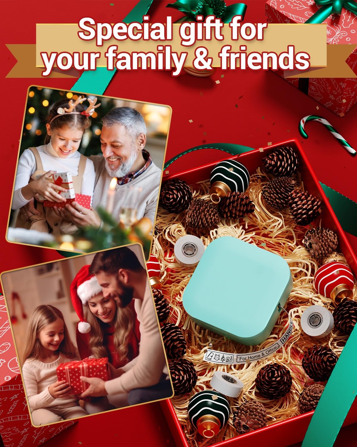 COLORWING Label Maker Machine with Tape,Q30 Portable Bluetooth Thermal Label Printer with Dual Power Source (USB and Batteries) for Home Organization, Office Labeling, School Projects Etc.(Green)