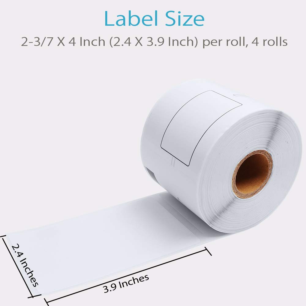 COLORWING Shipping Labels Relace for Brother DK-1202 (2-3/7'' x 4'') Die-Cut White Paper Label, for QL Printers QL-820NWB QL-700, 62mm x 100mm, 4 Rolls + 1 Frame