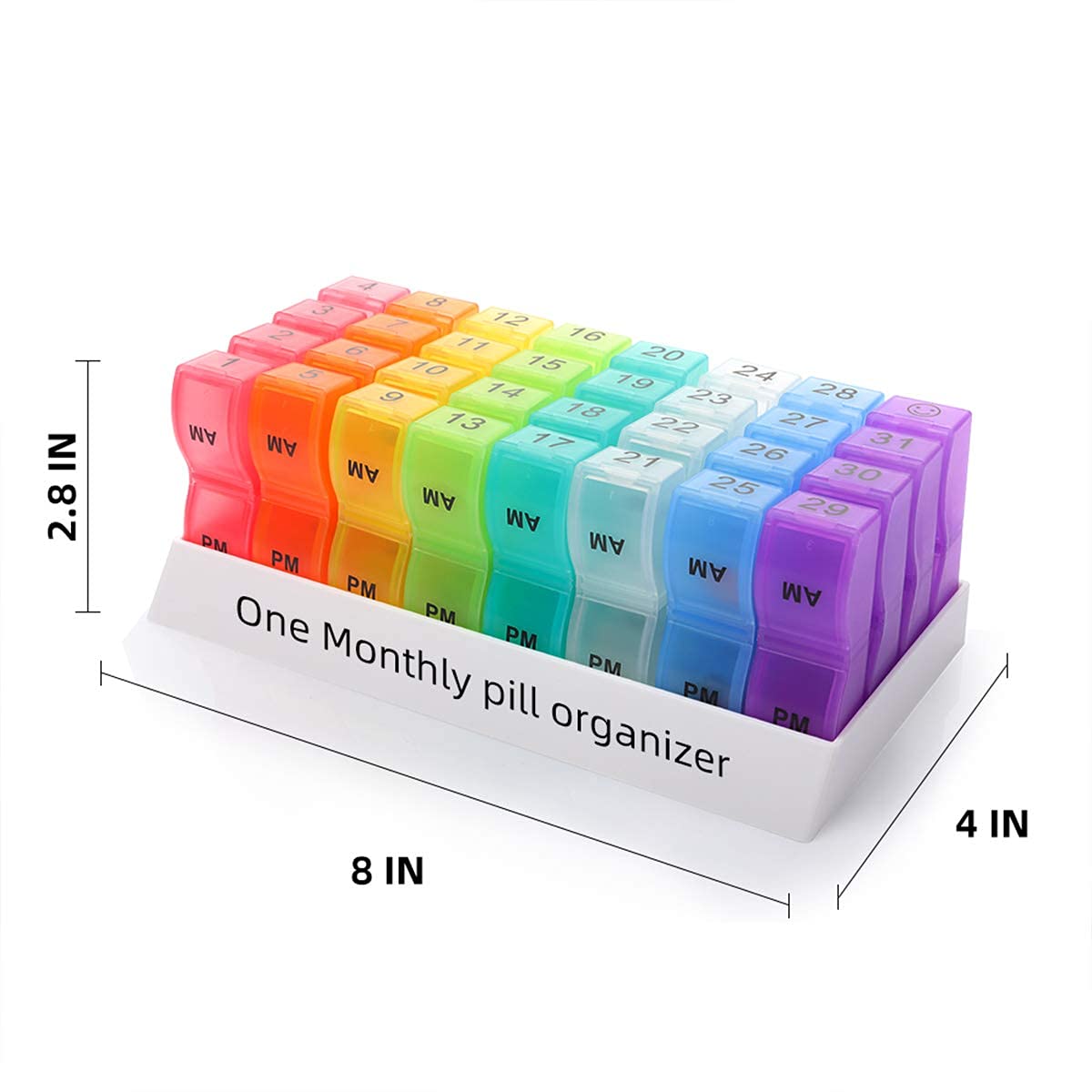 Monthly Pill Organizer 2 Times a Day, one Month Pill Box AM PM, 30 Day Pill Case Small Compartments to Hold Vitamin and Travel Medicine Organizer, 31 Day Pill Organizer, 4 Week Pill Cases