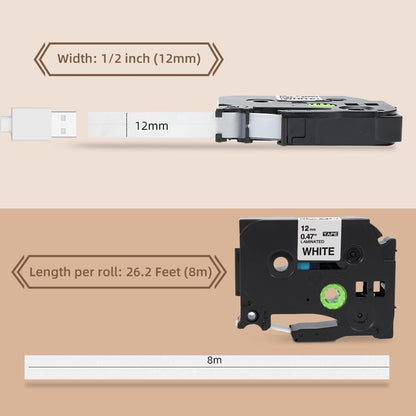 COLORWING Compatible Brother P-Touch Tape 12mm TZe-231 0.47'' Laminated Tape for Brother PT-H110 GT-H105 PT-P300bt Label Maker, Black on White TZ Label Tape Cassette, 5-Pack