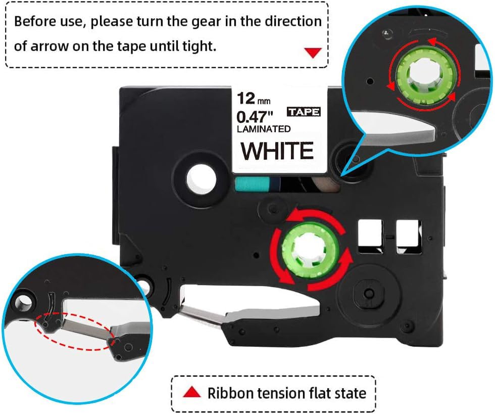 COLORWING Compatible Brother P-Touch Tape 12mm TZe-231 0.47'' Laminated Tape for Brother PT-H110 GT-H105 PT-P300bt Label Maker, Black on White TZ Label Tape Cassette, 5-Pack