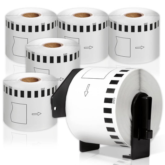 COLORWING Compatible Brother DK-2205 Continuous Paper Label Rolls 2-3/7'' x 100'(62mm x 30.48m) Use with Brother QL Label Printer QL-500 QL-570 QL-700W QL-800 QL-810W, 6 Rolls+1 Frame