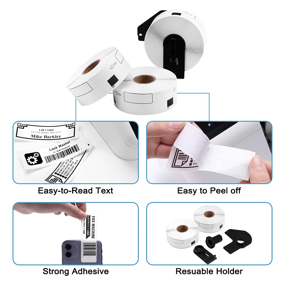 6 Rolls Compatible with Brother DK-1201 Standard Address Labels Die-Cut 1.1'' x 3.5'' (29mm x 90mm) for QL 600 550 810w Label Printers, 400 Labels/Roll