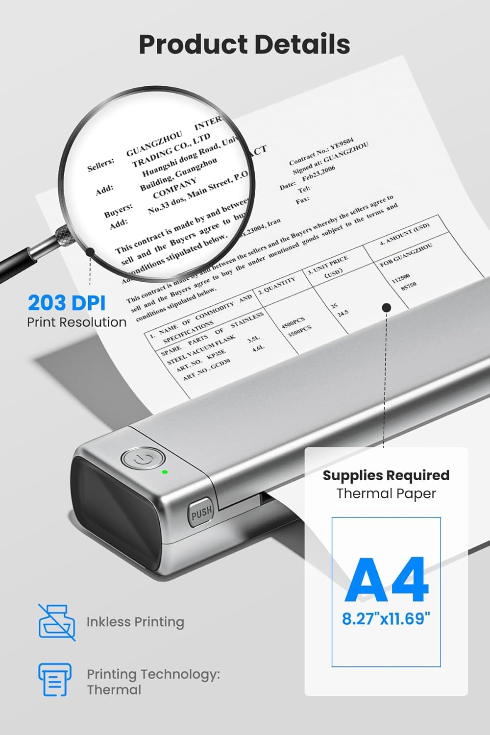 COLORWING Tattoo Transfer Stencil Machine,Thermal Tattoo Wireless Printer,Portable Tattoo Stencil Printer Copier Machine,Inkless Bluetooth Travel Printers Compatible with Android iOS Phone &Laptop