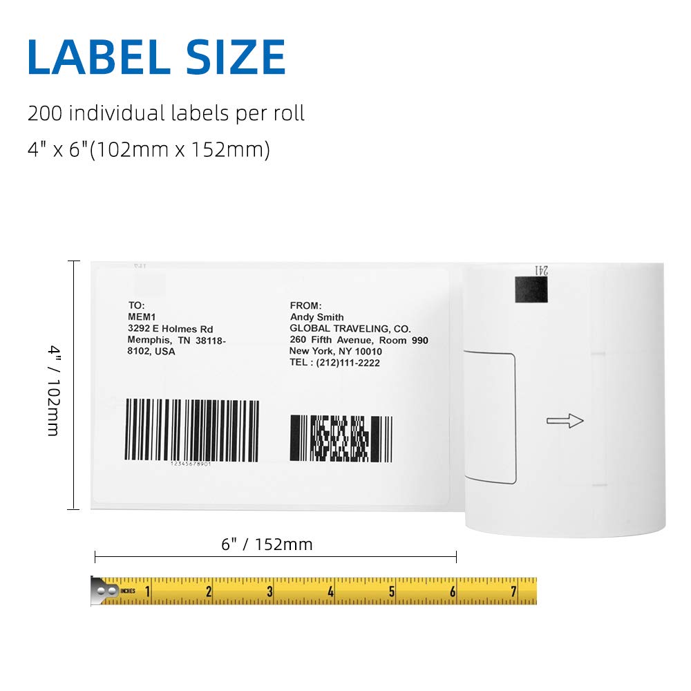 COLORWIING Compatible 4'' x 6'' Shipping Labels Replacement for Brother DK-1241 102mm x 152mm Die-Cut Large White Address Paper Labels, for Brother QL-1110NWB QL-1100 Label Printer (4 Rolls+1 Frame)