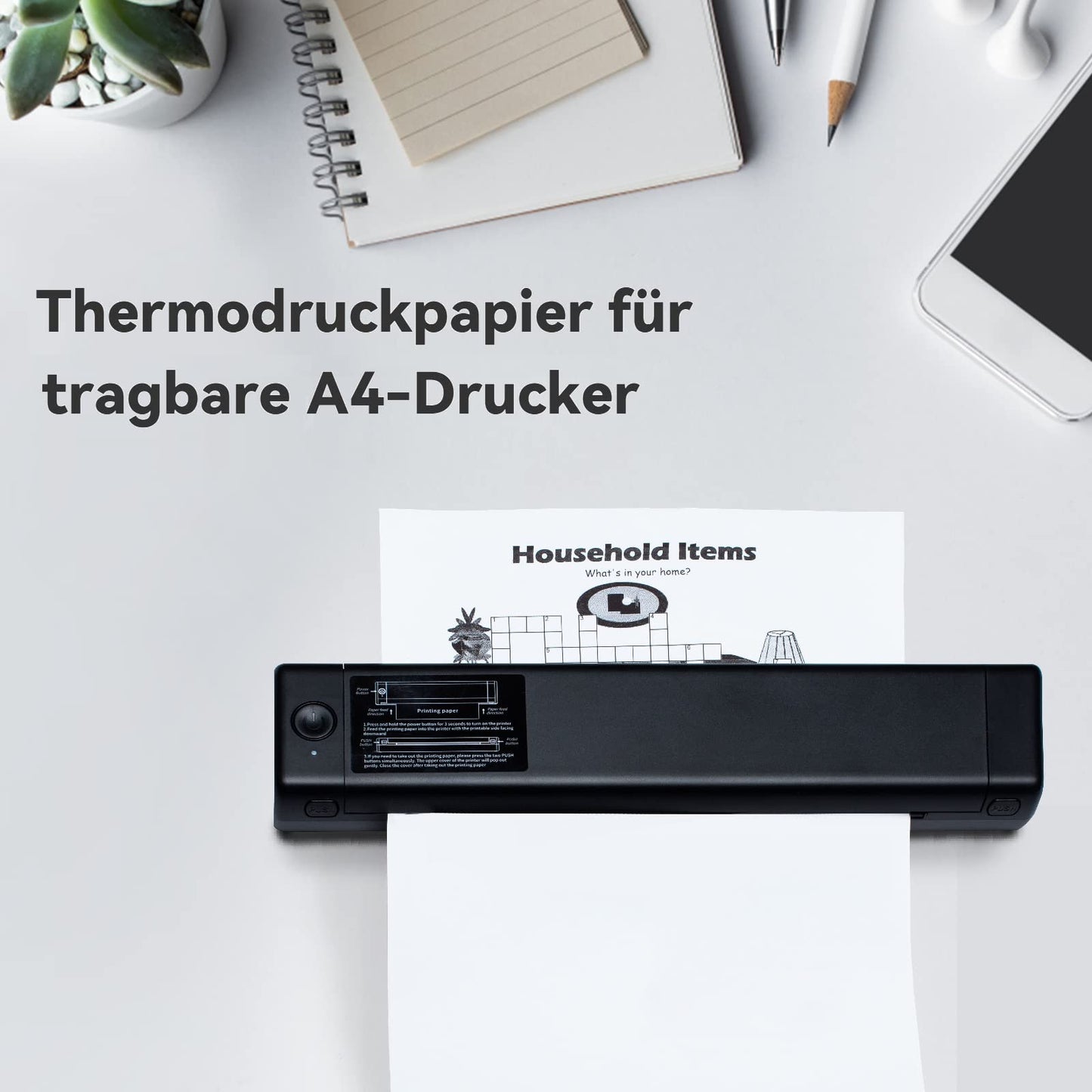 Papier thermique A4 200 feuilles, compatible avec l'imprimante portable Phomemo M08F, papier thermique de rechange pour imprimante thermique portable A4 Papier d'impression thermique