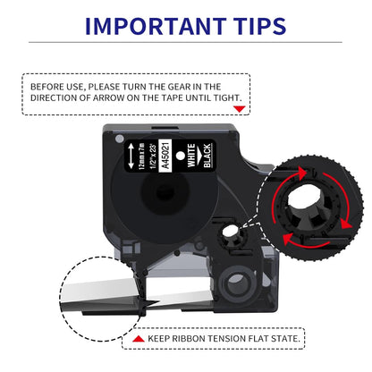 COLORWING Compatible with Dymo White on Black D1 Label Tape 45021 Standard Label Maker Refills d1, 1/2Inch x 23Ft, S0720610 for DYMO LabelManager 160 210D 280 360, 3-Pack