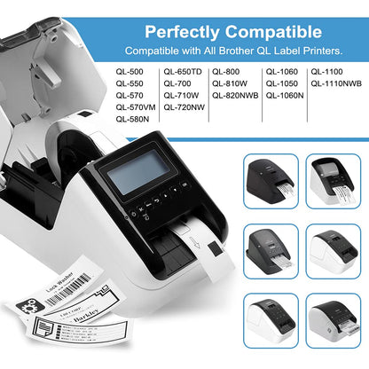 6 Rolls Compatible with Brother DK-1201 Standard Address Labels Die-Cut 1.1'' x 3.5'' (29mm x 90mm) for QL 600 550 810w Label Printers, 400 Labels/Roll