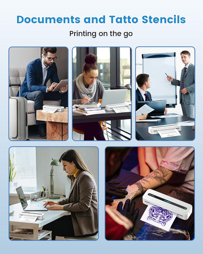 COLORWING Mobiler Drucker, M832 Thermodrucker für A4 Thermopapier, Bluetooth Drucker Klein Kompakt für iPhone und Android, Portable Printer, Thermal Printer, Inkless Printer - Weiß