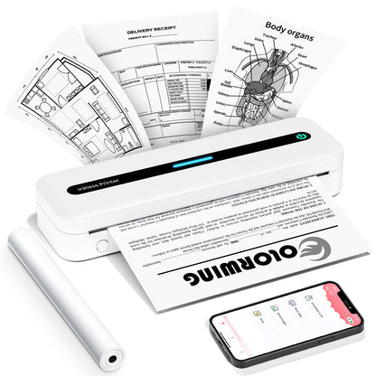 COLORWING Stampante Portatile - M832 Stampante Termica Portatile A4, Stampante Bluetooth, Stampante Senza inchiostro per Smartphone, Stampante Piccola