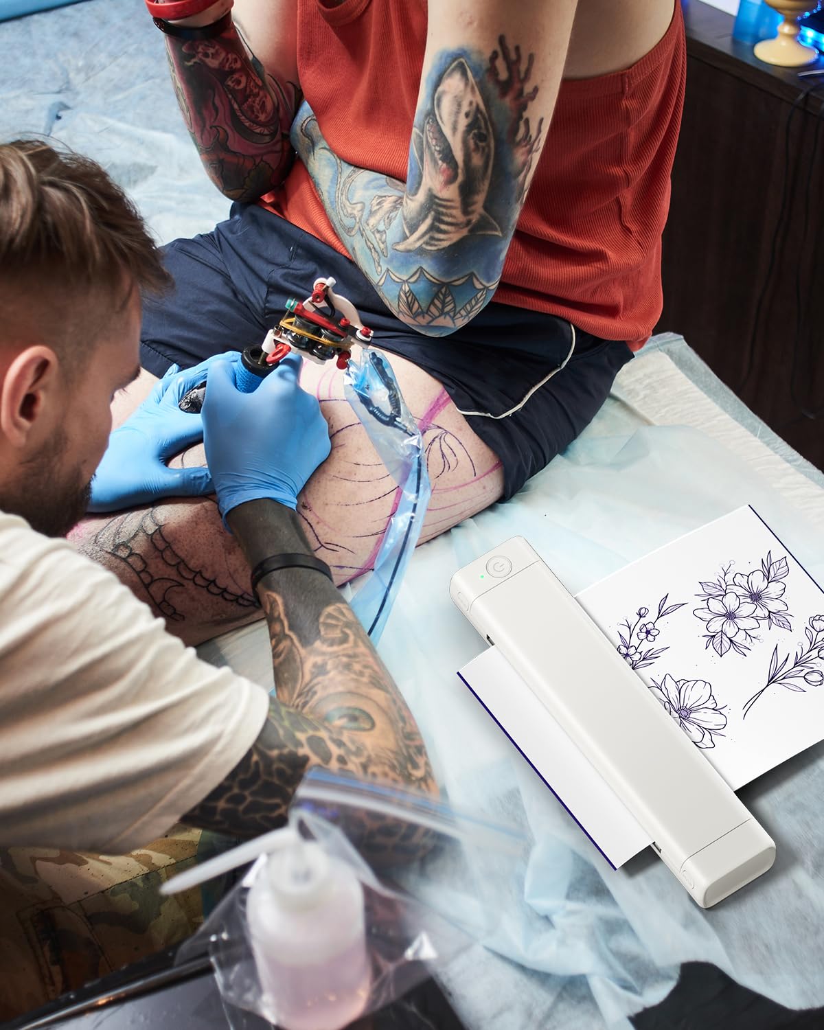 COLORWING Tattoo Transfer Stencil Machine,Thermal Printer Tattoo Wireless Printer,Portable Tattoo Stencil Printer Copier Machine,Inkles Travel Printers Compatible with Android and iOS Phone &Laptop