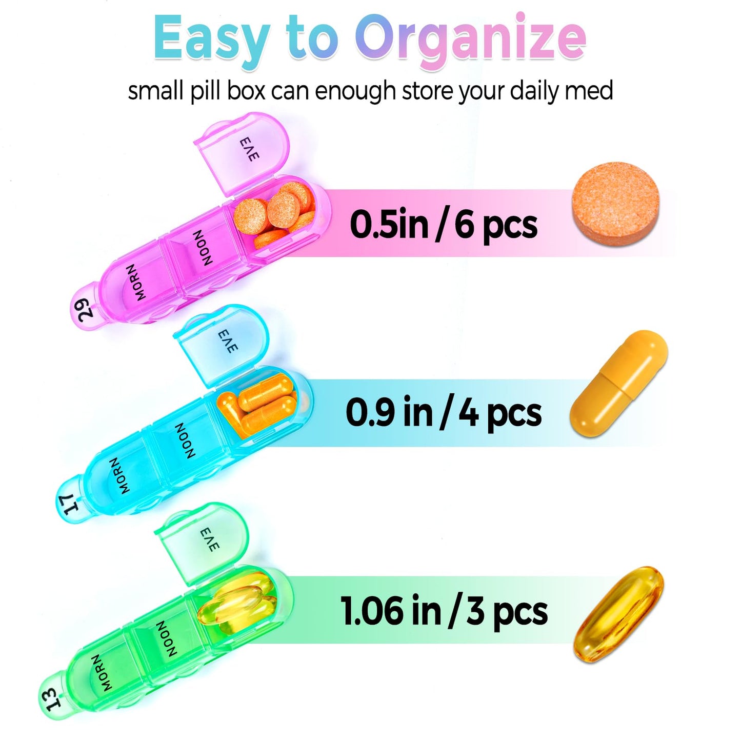 Colorwing Monthly Pill Organizer 3 Times a Day, 30 Day Medicine Organizer Dispenser with 32 Compartments, One Month Pill Box Case for Daily 31 Day Pill Container to Hold Vitamins, Supplements